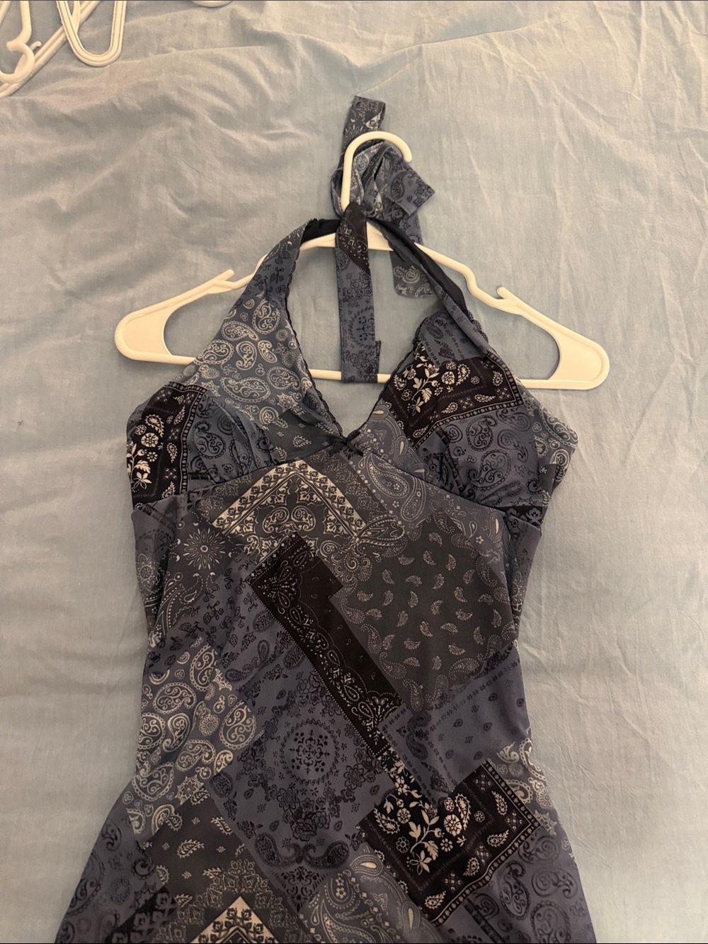 Paisley Halter Camisole Dress - Blue
